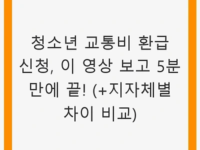 청소년 교통비 환급 신청, 이 영상 보고 5분 만에 끝! (+지자체별 차이 비교)
