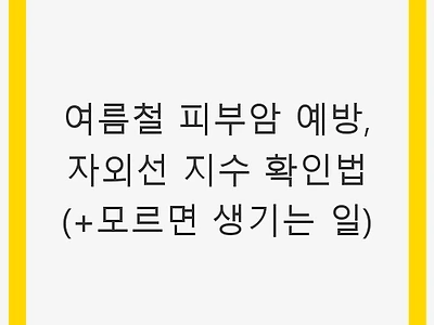 여름철 피부암 예방, 자외선 지수 확인법 (+모르면 생기는 일)