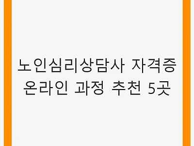 노인심리상담사 자격증 온라인 과정 추천 5곳 - 노인 상담의 중요성과 온라인 학습의 장점