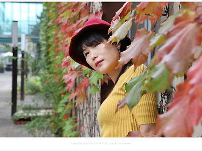 파주출판단지 이국적인 담쟁이 건물과 가을여인 - 모카