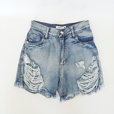 Short Jean Rigido con Roturas y Bolsillos