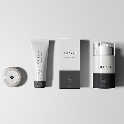 Essential Cosmetics Packaging Set Mockup(에센셜 화장품 포장 세트 목업)