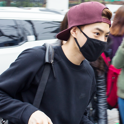 150403 EXO 뮤직뱅크 출근길 찬열 수호 시우민