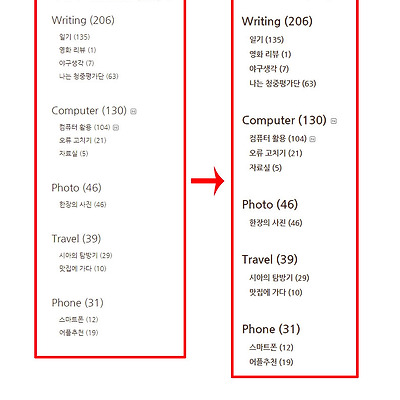카데고리 폰트 교체