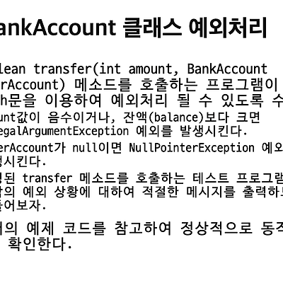 chapter 10) 예외처리example - BankAccount 클래스