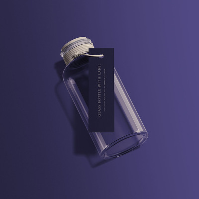 Glass Bottle with Tag Mockup(태그 유리병 목업)