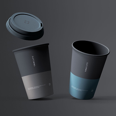 Two Disposable Coffee Cups Mockup(일회용 커피 컵 두 개 목업)