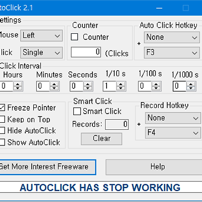 마우스 반복클릭 매크로 프로그램 AutoClick 2.1