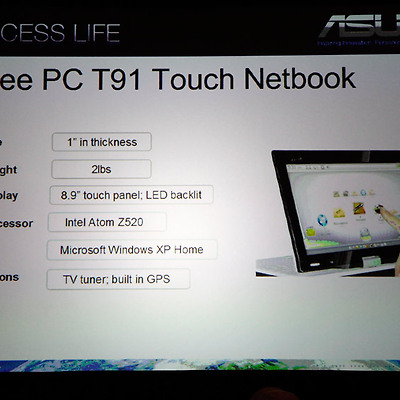 아수스, 9/10인치급 멀티터치 태블릿 넷북 Eee PC T91/T101 공개