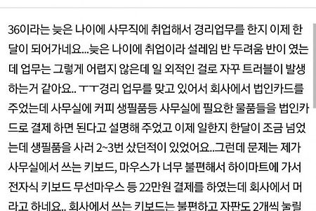 [유머] 회사 법카로 22만원어치 키보드 마우스 질러버린 경리