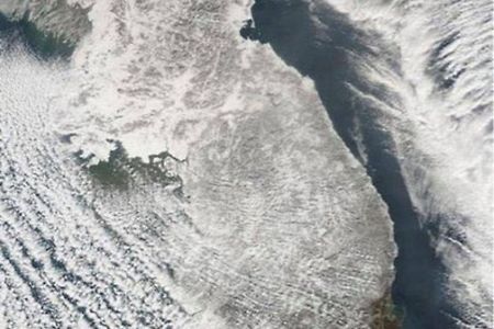 2021년 1월 7일, 기록적인 한파에 휩싸인 한반도 위성사진