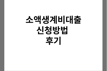 서금융 소액생계비대출, 신청방법 및 후기