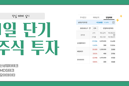 230317 돈이 되는 주식 일일 투자 (신성델타테크,MDS테크,모아데이타)