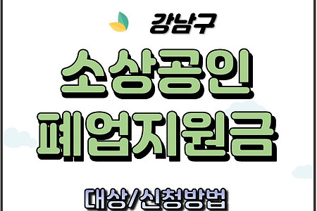서울시 강남구 폐업 소상공인 지원금 신청대상과 방법 구비서류