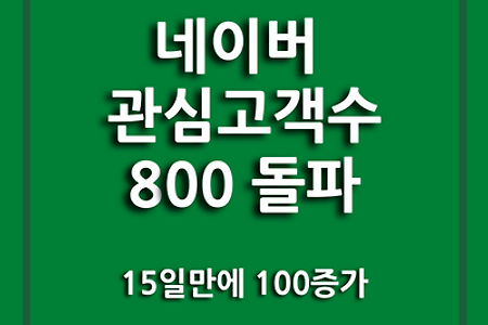 2022.11.30. 네이버 관심고객수 800 돌파