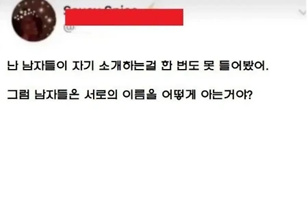 난 남자애들이 자기소개 하는 걸 들어본 적이 없어