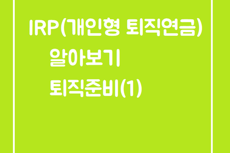 퇴직준비_① IRP(개인형 퇴직연금)계좌란? 법정퇴직금 및 퇴직위로금 운용계획