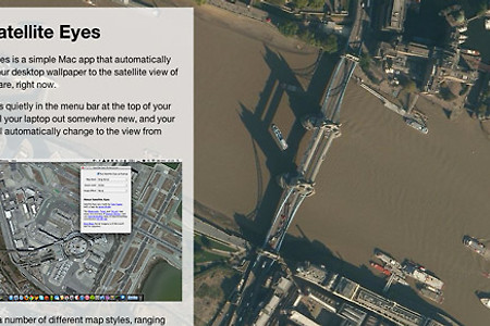 맥(Mac) 바탕화면을 현재 위치 인공위성 사진으로, Satellite Eyes