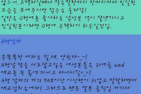 혈액형별 남과 여