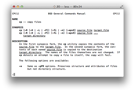 맥 OS X 터미널,  BSD Unix 명령어 메뉴얼 확인하는 방법