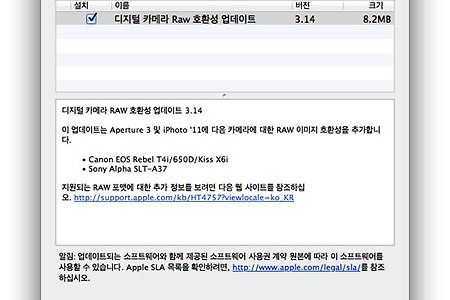 맥(Mac) 디지털 카메라 Raw 호환성 업데이트 3.14