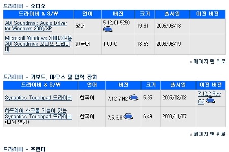 Compaq Presario X1042AP Driver List (Korean)