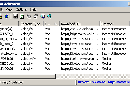 VideoCacheView v1.82 - Save downloaded video files from Web browser cache