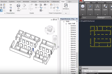 DWG도면 레이어 추출하여 REVIT 벽 만들기