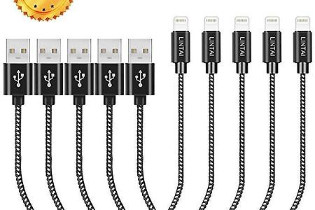 [아마존 미국][직구가능] 뽀대나는 스마트폰 케이블 Iphone Charging Cable Braided Lightning Cable 5Pack 1FT iphone Charging for iPhoneX/8/7/7 Plus/6/6s Plus/5s/5c/5, iPad Pro/Air 2/mini 4/3/2, iPod touch/nano (Black)