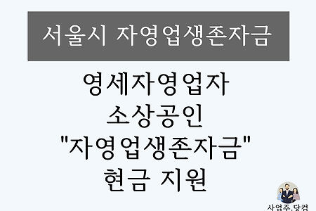 서울시 영세자영업자 소상공인‘자영업생존자금’ 현금 지원,자격대상및 일정 확인하세요