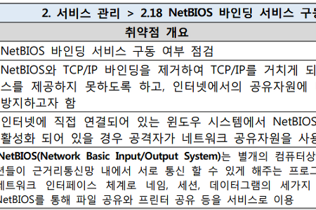 [인프라] NetBIOS 바인딩 서비스 구동 점검