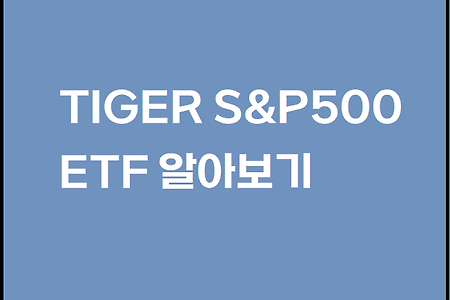 퇴직금, 퇴직연금 TIGER 미국 S&P500  ETF 알아보기
