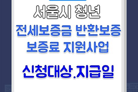 서울시 청년 전세보증금반환보증 보증료 지원사업 신청대상,지급일