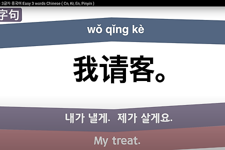 짧고 쉬운 3글자 중국어 Easy 3 words Chinese ( Cn, Kr, En, Pinyin )