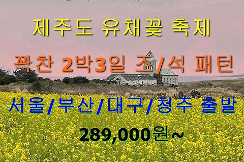 《2025년 3월21일~6월23일까지》 꽉찬2박3일 289,000원~