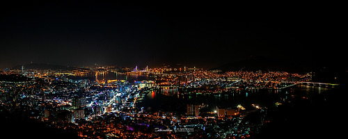 부산항 야경 파노라마..