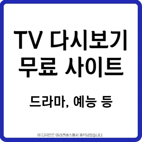 TV 다시보기 무료 사이트 | 드라마, 예능 등 | OTT 서비스