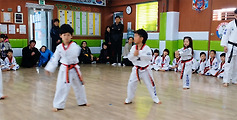 한별이와 8살 아이들의 태권도시범(인천 용인 유비 태권도학원)