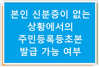 본인 신분증이 없는 상황에서의 주민등록등초본 발급 가능 여부