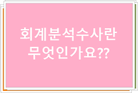 회계분석수사란 무엇인가요???