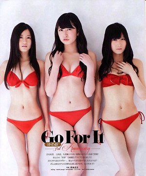 NMB48 Kei Jonishi Akari Yoshida Fuuko Yagura Go For It on Bomb Magazine