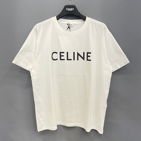 [천안 명품샵 부오노] 셀린느 로고 루즈핏 반팔 티셔츠 화이트 /초코블랙
