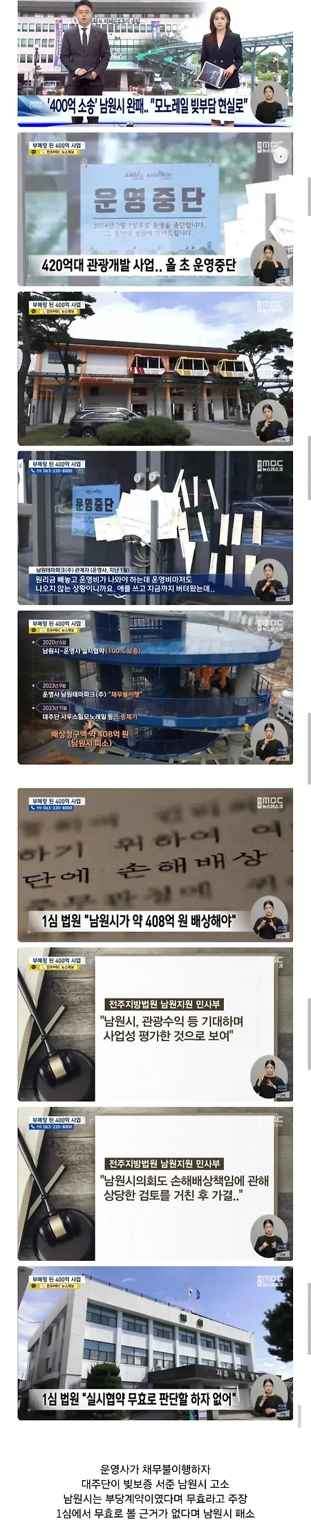 모노레일사건 - 대출에 이자 100프로 빚보증 서줬다가 좆된 남원시