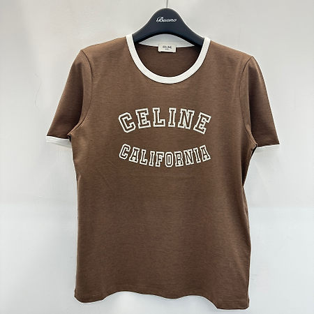 천안 명품샵 부오노 셀린느 여성 캘리포니아 70S 로고 반팔 티셔츠 (빈티지브라운멜란지오프화이트)