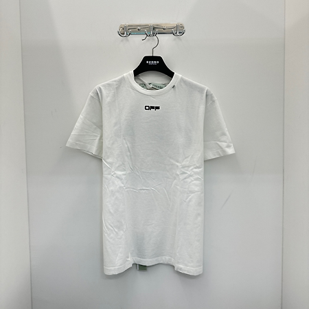 [천안 명품샵 부오노] 오프화이트 웨이비 라인 오버 반팔티셔츠 화이트 남성 티셔츠