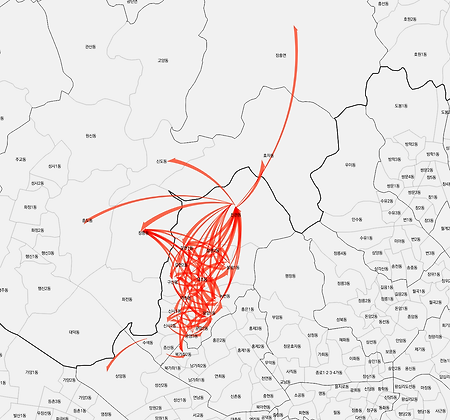 OD 시각화 3 : 서울 생활이동 데이터를 지도 위에 옮겨보자