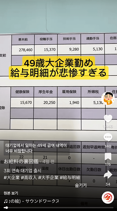 대기업 근무하는 일본인들...급여명세서 공개
