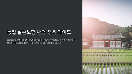 농협 실손보험 가입 vs 전환, 어떤 게 더 좋을까?