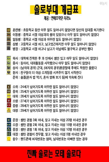 새롭게 개정된 솔로부대 계급표