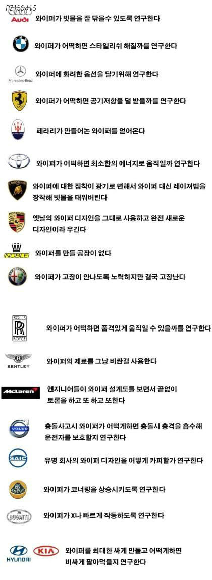 와이퍼로 표현한 자동차 메이커들